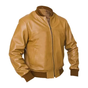 Men's Camel Brown Bomber Leather Jacket