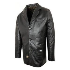 Black Blazer Leather Jacket for Men's