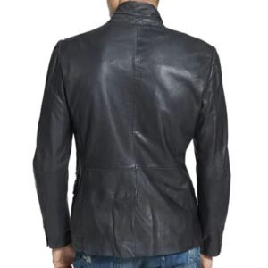 Men's Real Lambskin Black Leather Blazer