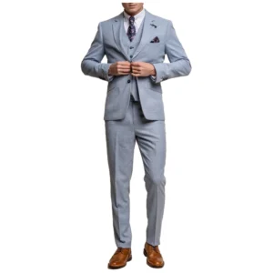 Aqua Blue 3 Piece Prom Mens Suit