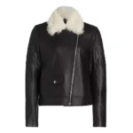 Aura Black Shearling Jacket With Collar