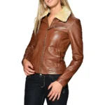 Aurora Brown Shearling Leather Jacket