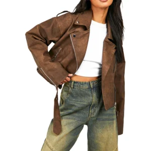 Stylish Brown Women’s Biker Leather Jacket