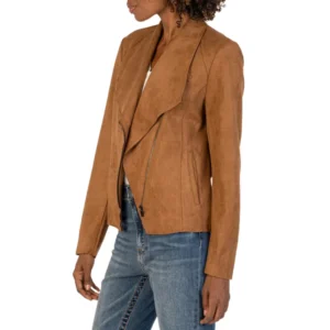 Brown Suede Amanda Leather Women Jacket