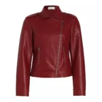 Maria Red Leather Moto Jacket