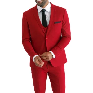 Three Piece Red Tailor Fit For Men Suit