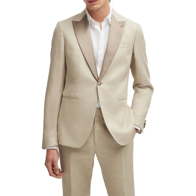 2 piece Beige Wedding Tuxedo Men