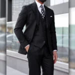 Modern 3 Piece Black Suit