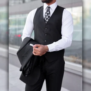 Modern 3 Piece Black Suit