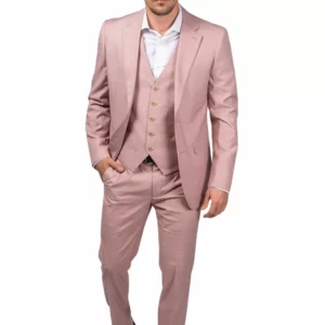 Mens Three Piece Pink Prom Suit