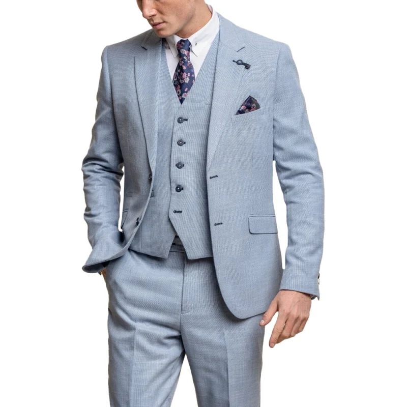 Aqua Blue 3 Piece Prom Suit Mens