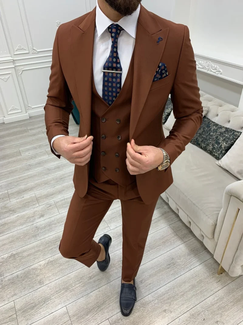 Brown 3-Piece Tuxedo Suit For Men’s