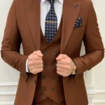 Mens Three Piece Brown Tuxedo Suit