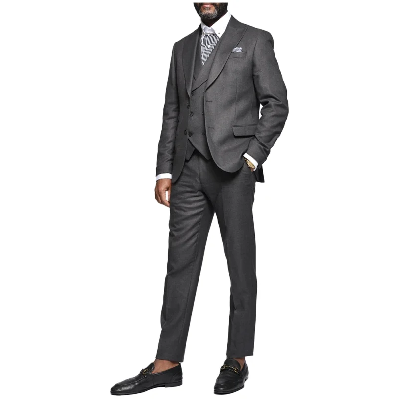 Classical Two Buttoned Charcoal 3 Piece Suit