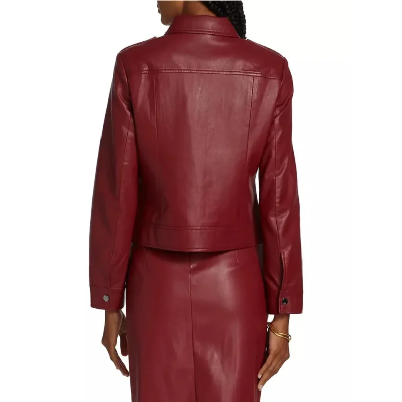 Red Leather Moto for Womens Jacket