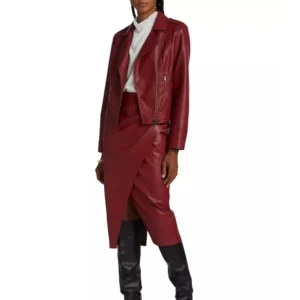 Maria Red Leather Moto Jacket