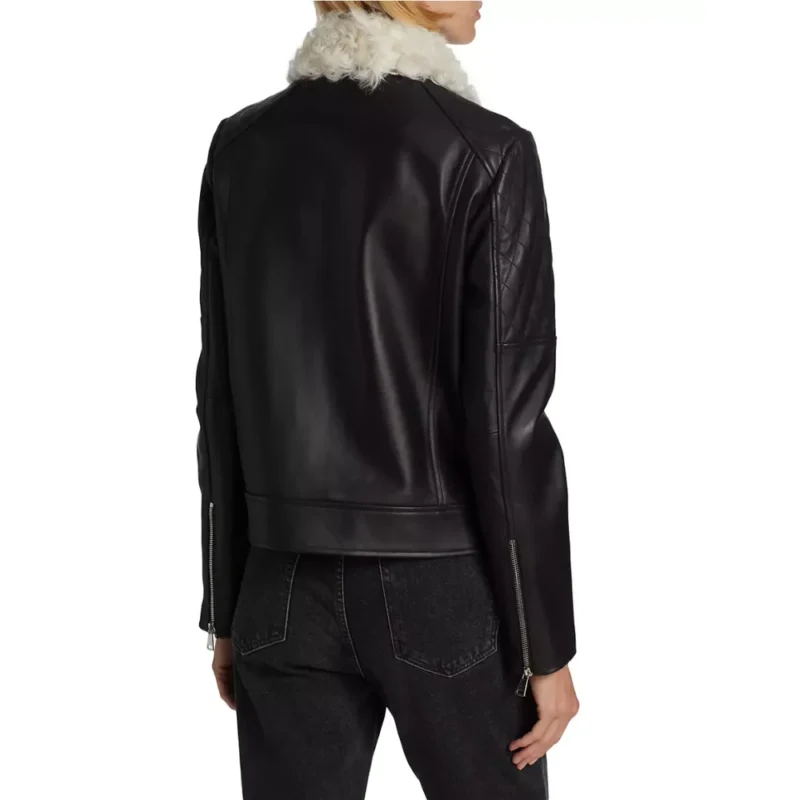 Womens Aura Black Shearling Collar Jacket