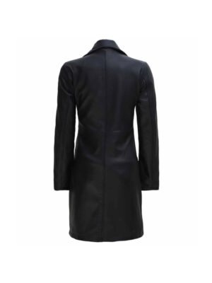 Women’s Black Leather Trench Coat