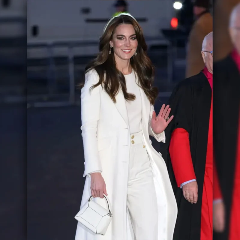 Kate Middleton Christmas Carol Concert White Trench Coat