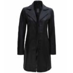 Women’s Black Leather Trench Coat