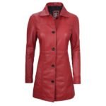 Womens Red Leather Coat